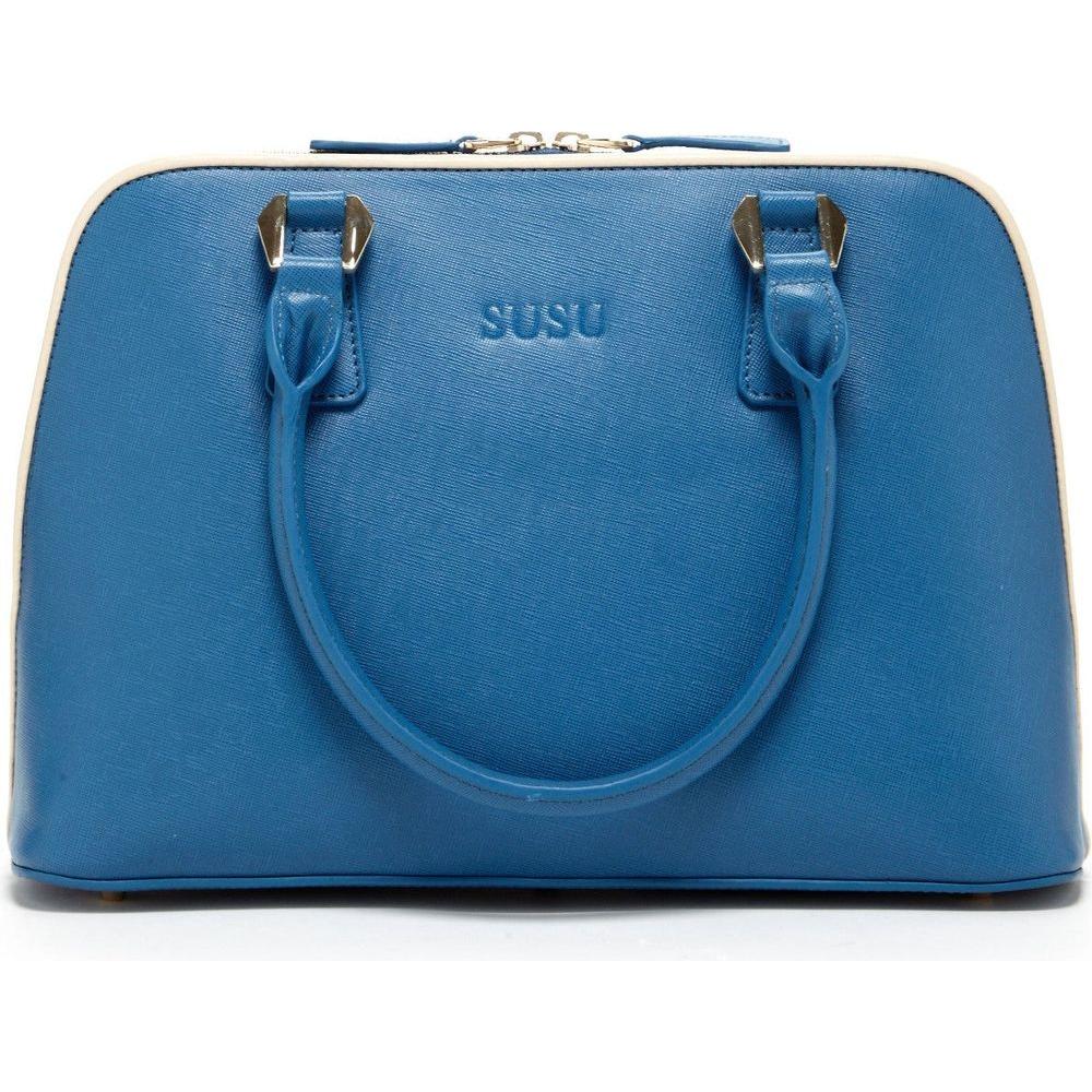 SUSU The Melissa Blue Saffiano Leather Satchel Bag