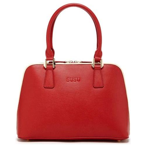 SUSU The Melissa Red Saffiano Leather Satchel Bag