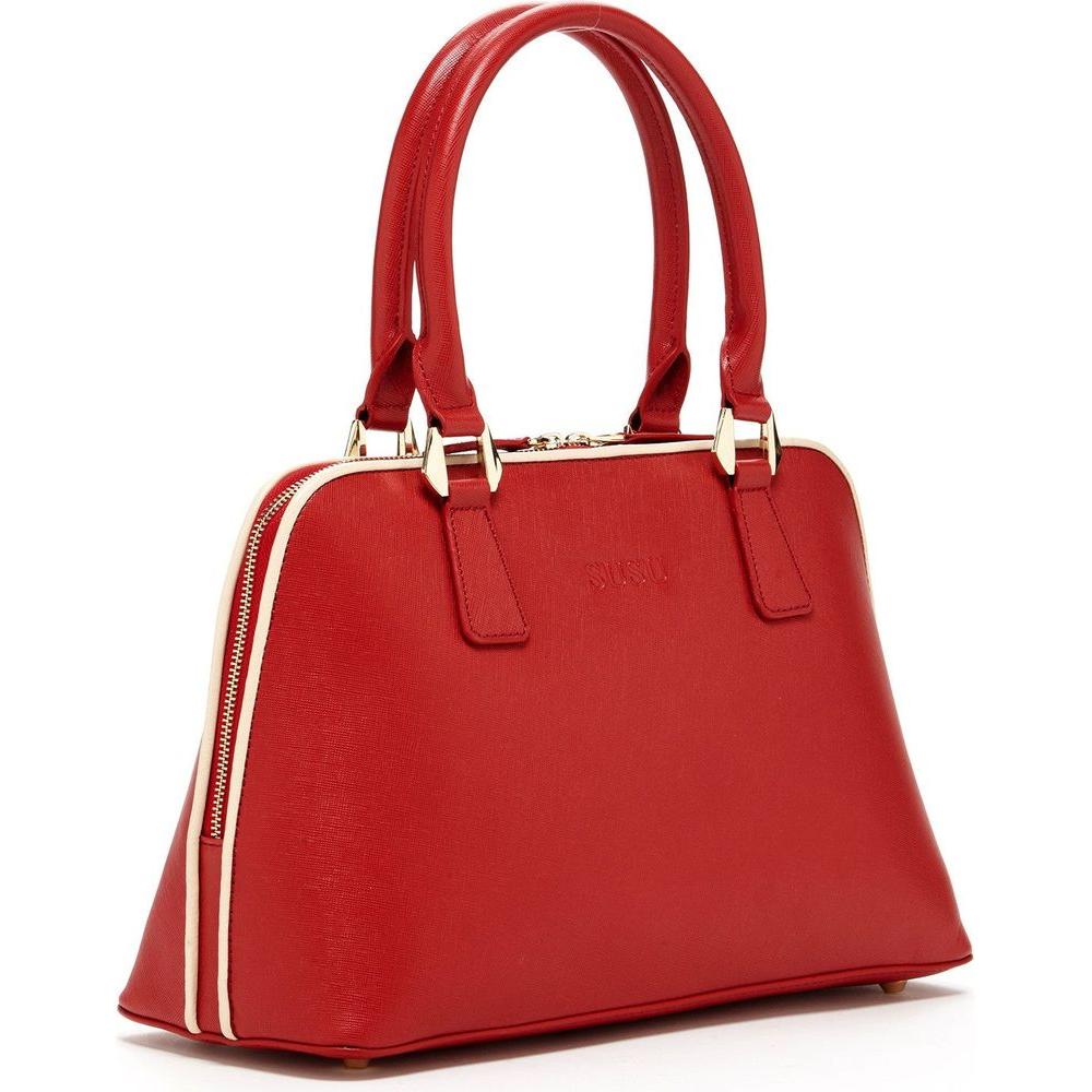 SUSU The Melissa Red Saffiano Leather Satchel Bag