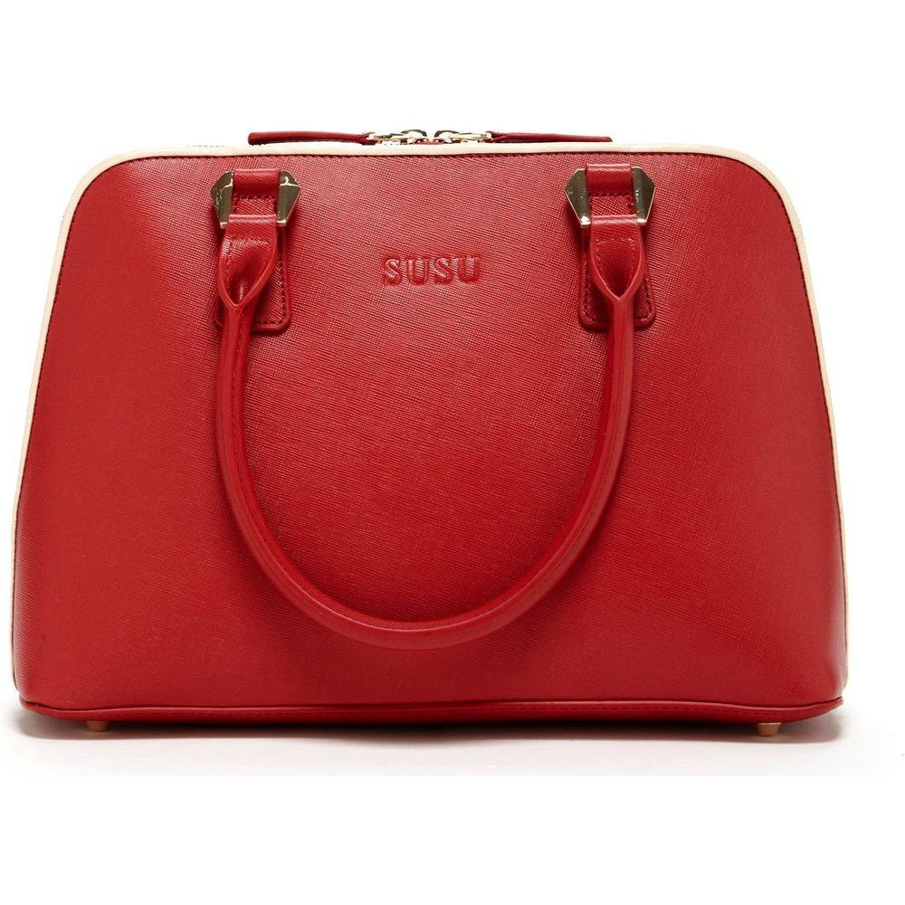 SUSU The Melissa Red Saffiano Leather Satchel Bag