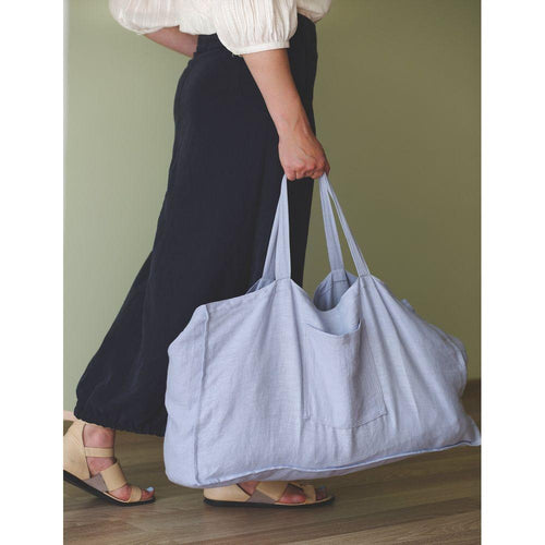 Load image into Gallery viewer, Natural Light linen beach bag with pocket
