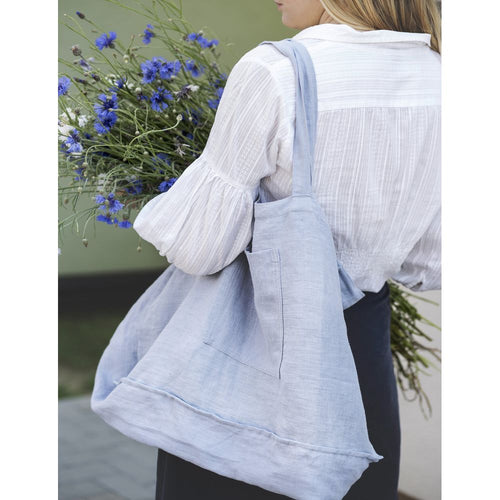 Load image into Gallery viewer, Double Cloth linen beach bag with pocket
