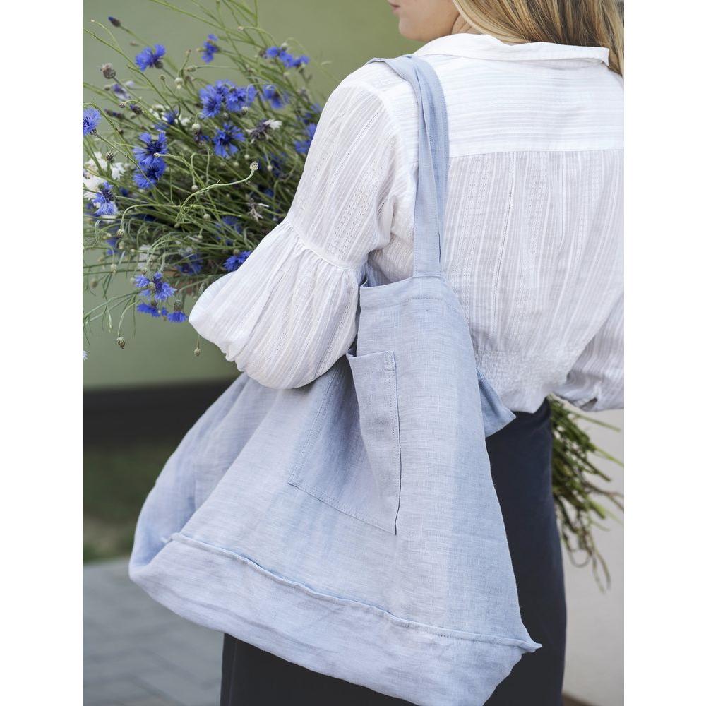 Grey linen beach bag