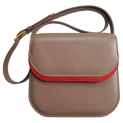 Midi Shoulder Bag Taupe-Red