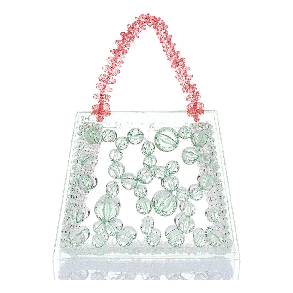 Mint Spider Woven Round Beaded Bag