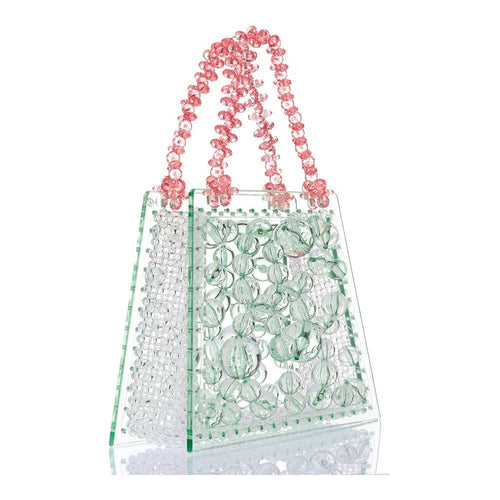 Load image into Gallery viewer, Mint Spider Woven Round Beaded Bag
