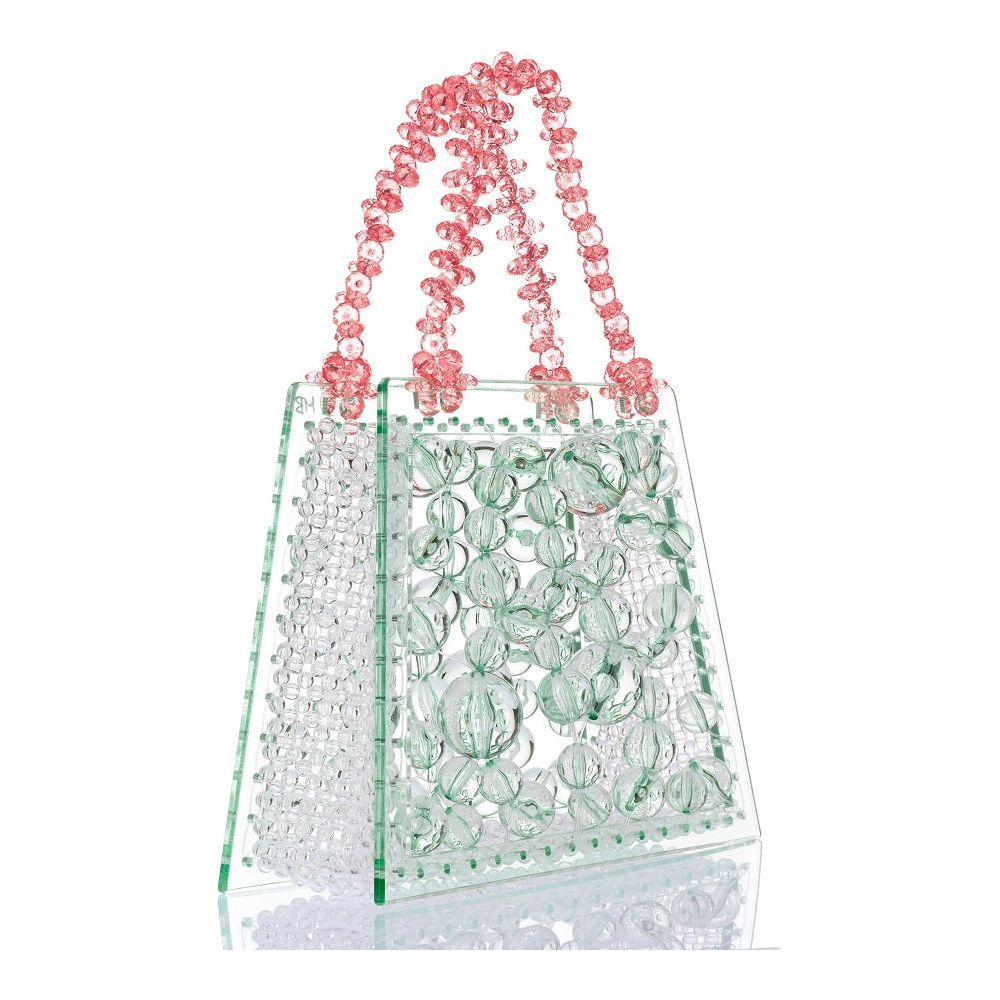 Mint Spider Woven Round Beaded Bag