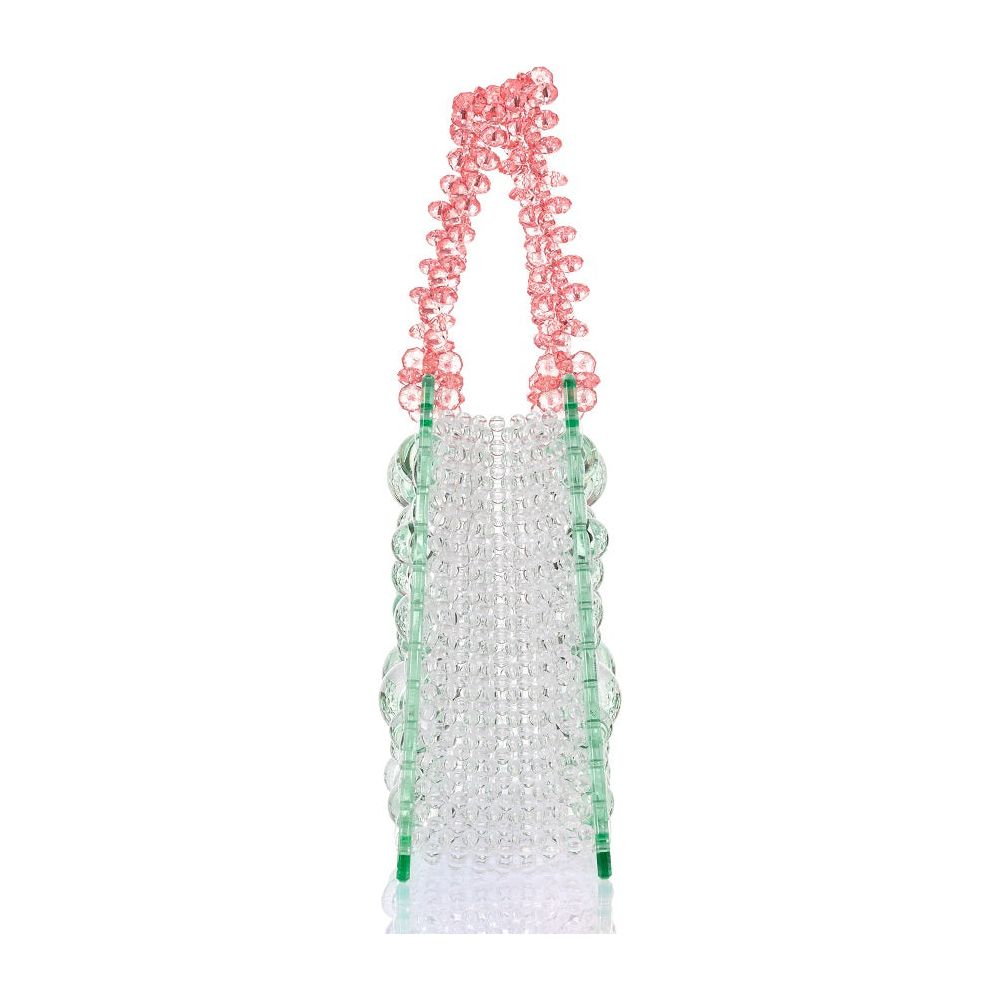 Mint Spider Woven Round Beaded Bag