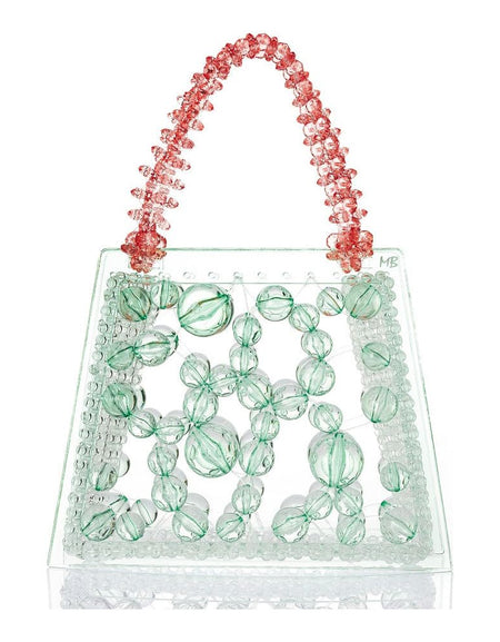 Mint Spider Woven Round Beaded Bag