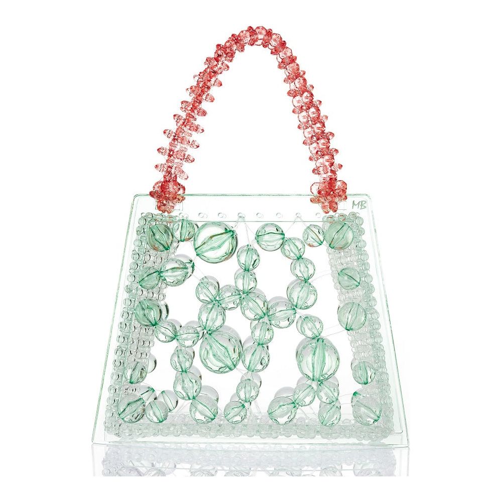 Mint Spider Woven Round Beaded Bag