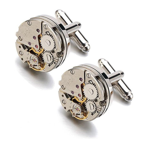 Load image into Gallery viewer, Engraved Gear Movement Cufflinks
