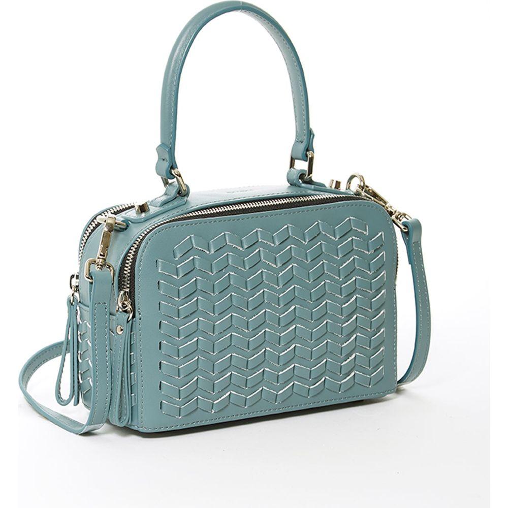 SUSU The Kayla Woven Leather Crossbody Bag Blue