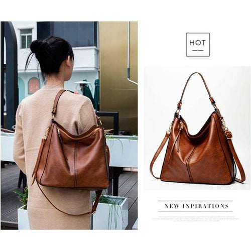 Load image into Gallery viewer, Designer Brand Large Vegan Leather Hobo Handbag
