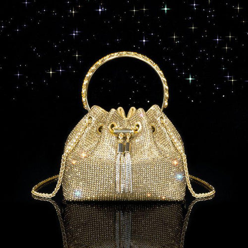 Load image into Gallery viewer, Chic Design Mini Bucket Bag Diamond Sling Purse
