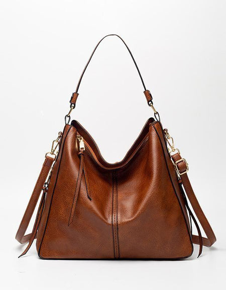 Designer Brand Large Vegan Leather Hobo Handbag