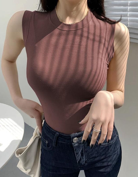 Womens Ribbed Thick Strap Tight Slim Fitted Sporty Workout Tank Tops