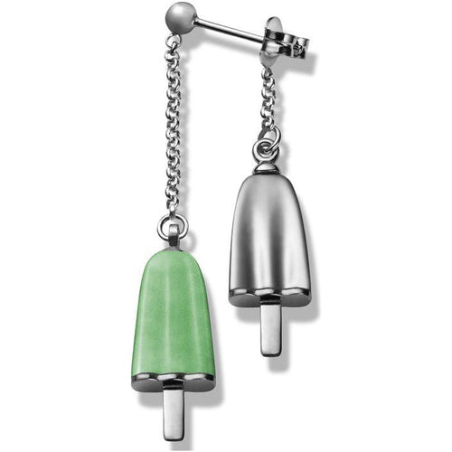 Load image into Gallery viewer, AMBROSINI JEWELS -  ORECCHINI doppi ARGENTO 925° ghiacciolo finitura bianca pietra verde-0
