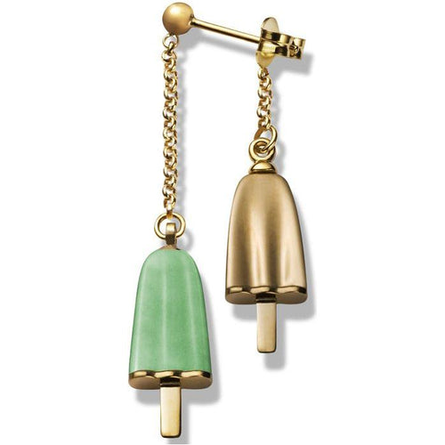 Load image into Gallery viewer, AMBROSINI JEWELS -  ORECCHINI doppi ARGENTO 925° ghiacciolo finitura rosé pietra verde-0
