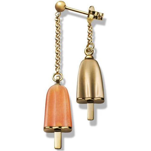 Load image into Gallery viewer, AMBROSINI JEWELS -  ORECCHINI doppi ARGENTO 925° ghiacciolo finitura rosé pietra arancio-0
