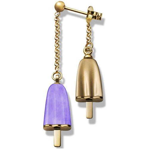 Load image into Gallery viewer, AMBROSINI JEWELS -  ORECCHINI doppi ARGENTO 925° ghiacciolo finitura rosé pietra viola-0
