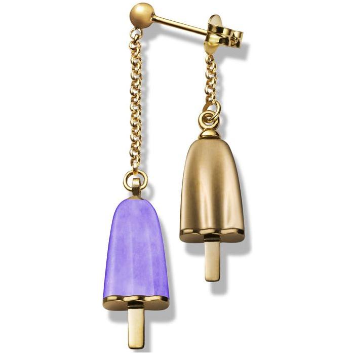 AMBROSINI JEWELS -  ORECCHINI doppi ARGENTO 925° ghiacciolo finitura rosé pietra viola-0