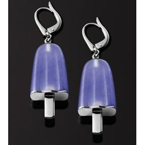 Load image into Gallery viewer, AMBROSINI JEWELS -  ORECCHINI ARGENTO 925°  ghiacciolo finitura bianca pietra viola medi(21x14 mm)-0
