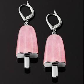 Load image into Gallery viewer, AMBROSINI JEWELS -  ORECCHINI ARGENTO 925°  ghiacciolo finitura bianca pietra rosa medi (21x14 mm)-0
