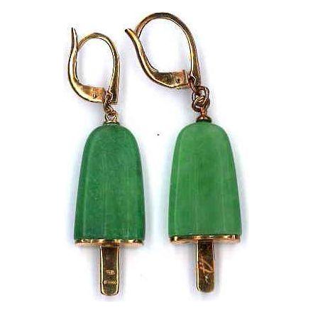 Load image into Gallery viewer, AMBROSINI JEWELS -  ORECCHINI ARGENTO 925°  ghiacciolo finitura rosé pietra verde medi (21x14 mm)-0
