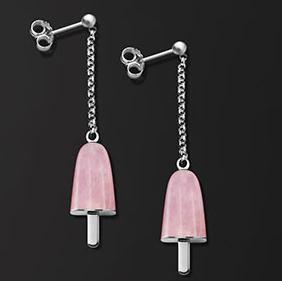 Load image into Gallery viewer, AMBROSINI JEWELS -  ORECCHINI ARGENTO 925°  ghiacciolo finitura bianca pietra rosa piccoli (14x8mm)-0
