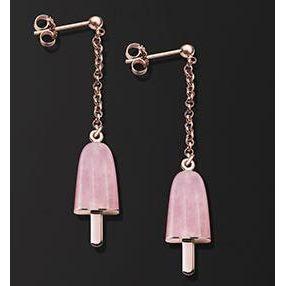 Load image into Gallery viewer, AMBROSINI JEWELS -  ORECCHINI ARGENTO 925°  ghiacciolo finitura rosé pietra rosa piccoli (14x8mm)-0
