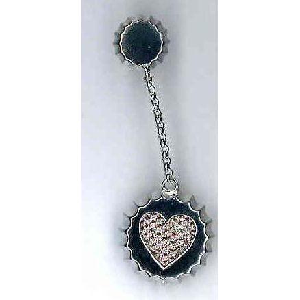 AMBROSINI JEWELS - ORECCHINI ARGENTO 925° tappo finitura bianca con pietre cuore-0