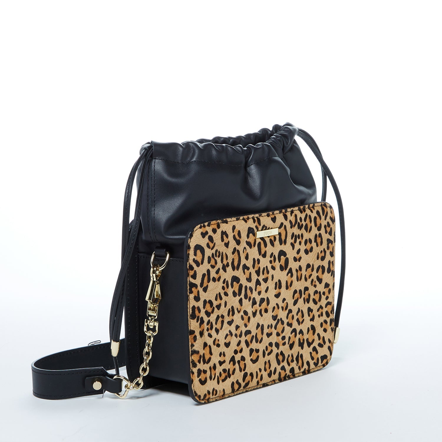 SUSU The Patricia Black Leopard Leather Purse