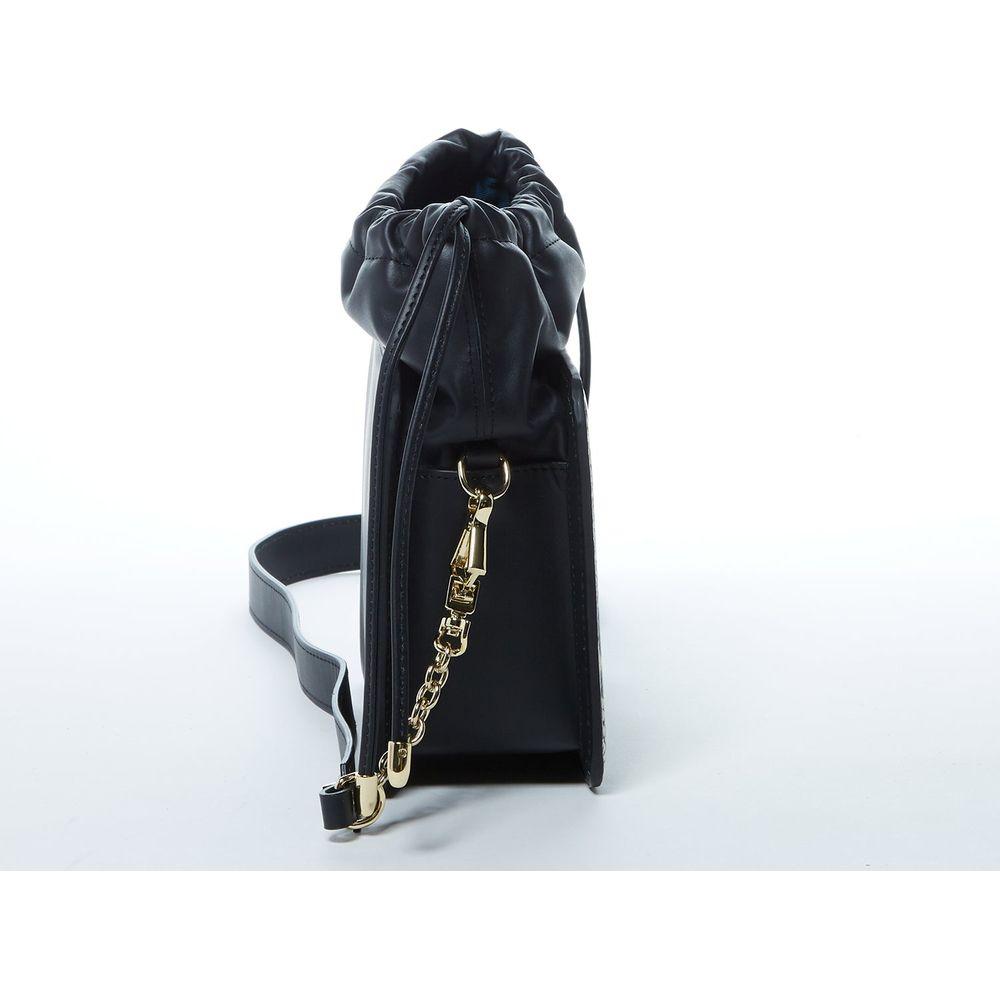 SUSU The Patricia Black Leather Bucket Bag with Snakeskin Design