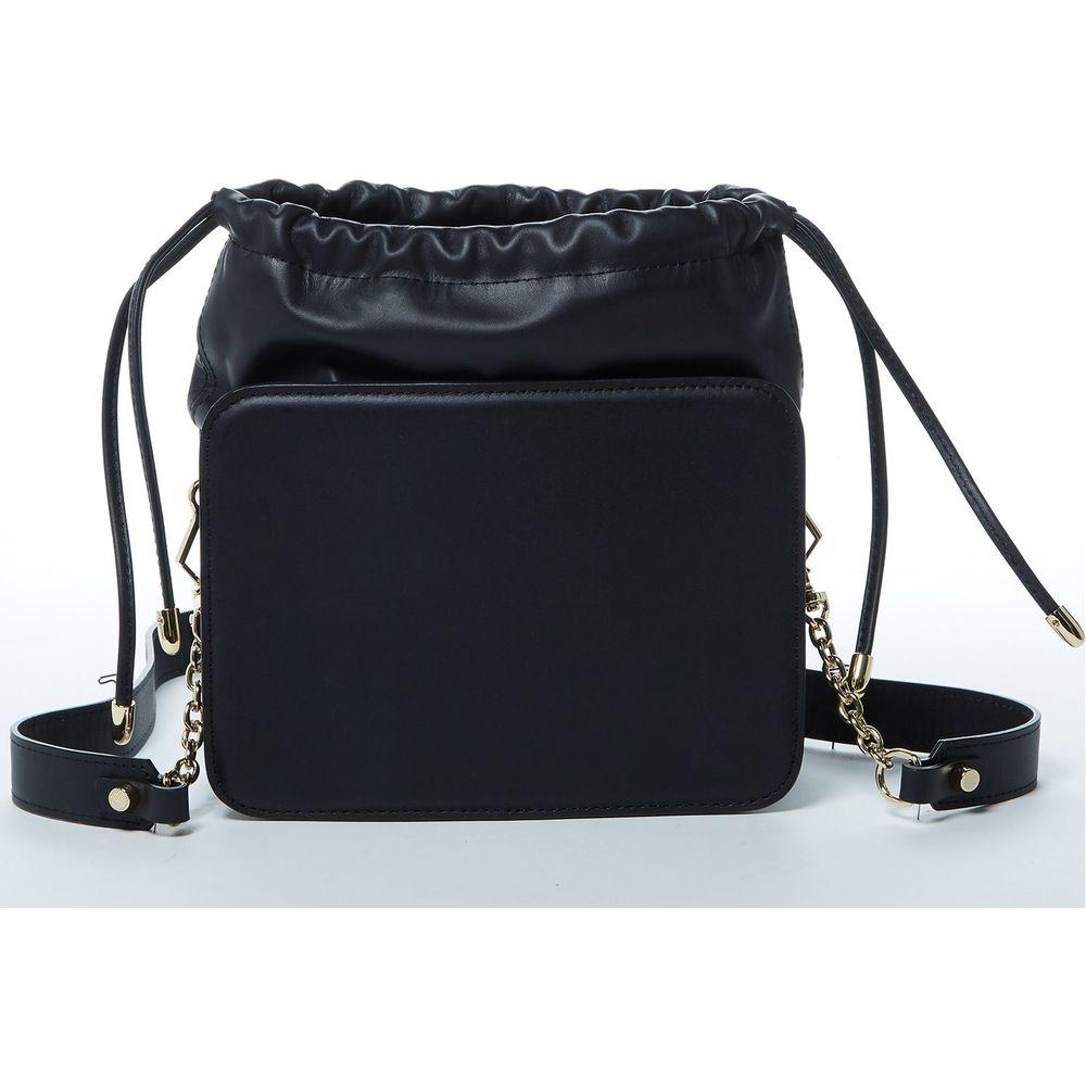 SUSU The Patricia Black Leather Bucket Bag with Snakeskin Design