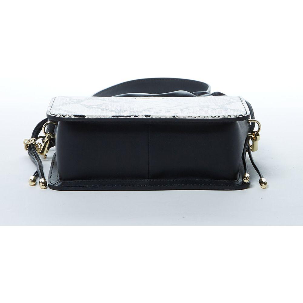 SUSU The Patricia Black Leather Bucket Bag with Snakeskin Design