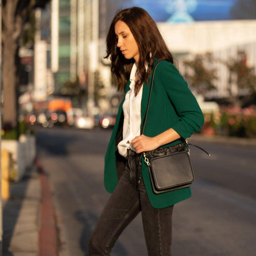 Load image into Gallery viewer, SUSU The Patricia Black Leather Purse Drawstring
