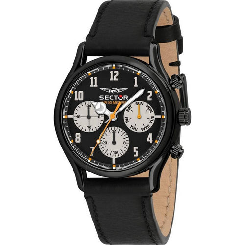 Load image into Gallery viewer, Sector 660 Black Dial Leather Strap Quartz Men&#39;s Watch: Timeless Elegance
