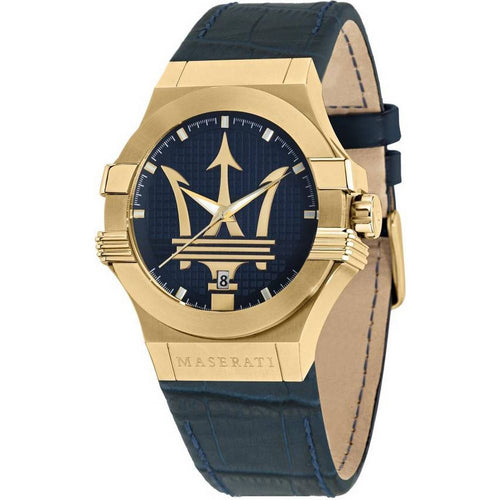 Load image into Gallery viewer, Maserati Potenza Blue Dial Leather Strap Quartz Watch
