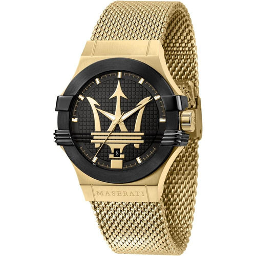 Load image into Gallery viewer, Maserati Potenza Gold Tone Stainless Steel Black Dial Quartz Watch
