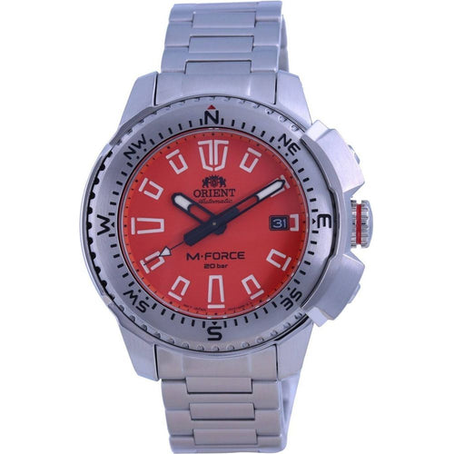 Load image into Gallery viewer, Orient M-Force Orange Dial Stainless Steel Automatic Diver&#39;s Watch
