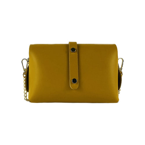 Load image into Gallery viewer, RB1001AR | Borsa Piccola in Vera Pelle Made in Italy con Tracollina removibile e passante di chiusura in metallo Oro Lucido - Colore Senape - Dimensioni: cm 16,5 x 11 x 8-1
