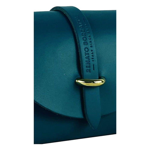 Load image into Gallery viewer, RB1001BZ | Borsa Piccola in Vera Pelle Made in Italy con Tracollina removibile e passante di chiusura in metallo Oro Lucido - Colore Ottanio - Dimensioni: cm 16,5 x 11 x 8-4
