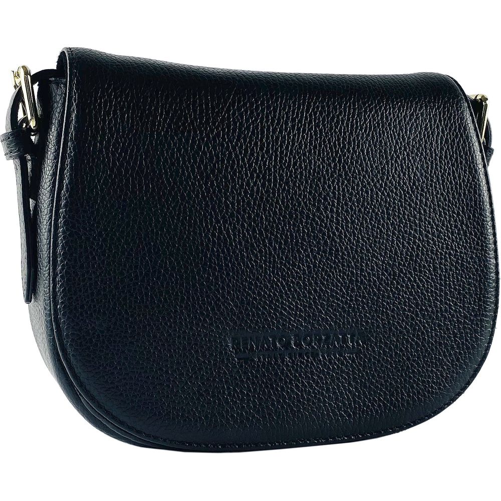 RENATO BORZATTA RB1002A | Luxurious Black Leather Crossbody Bag