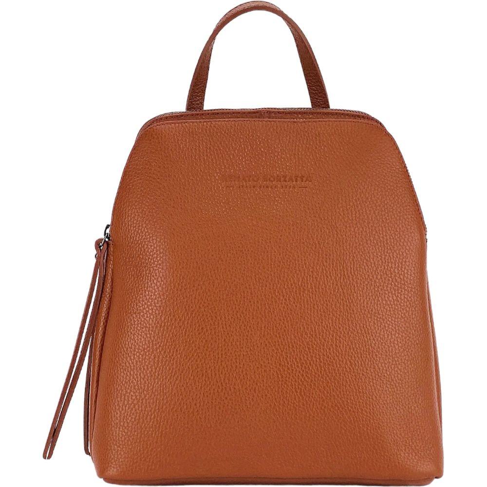 RB1018AM | Zaino Donna Doppio scomparto in Vera Pelle Made in Italy con spallacci regolabili. Accessori in metallo Canna di Fucile - Colore Paprika - Dimensioni: cm 26 x 30 x 14,5-2