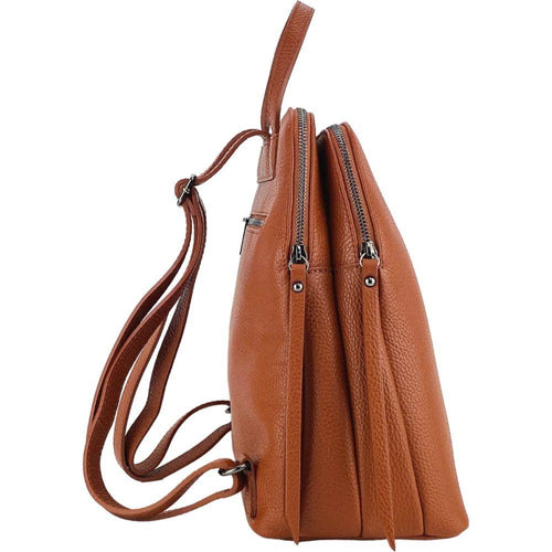 Load image into Gallery viewer, RB1018AM | Zaino Donna Doppio scomparto in Vera Pelle Made in Italy con spallacci regolabili. Accessori in metallo Canna di Fucile - Colore Paprika - Dimensioni: cm 26 x 30 x 14,5-3
