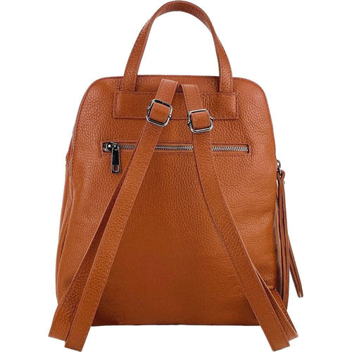 Load image into Gallery viewer, RB1018AM | Zaino Donna Doppio scomparto in Vera Pelle Made in Italy con spallacci regolabili. Accessori in metallo Canna di Fucile - Colore Paprika - Dimensioni: cm 26 x 30 x 14,5-4
