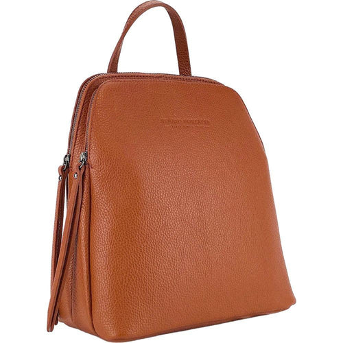 Load image into Gallery viewer, RB1018AM | Zaino Donna Doppio scomparto in Vera Pelle Made in Italy con spallacci regolabili. Accessori in metallo Canna di Fucile - Colore Paprika - Dimensioni: cm 26 x 30 x 14,5-0
