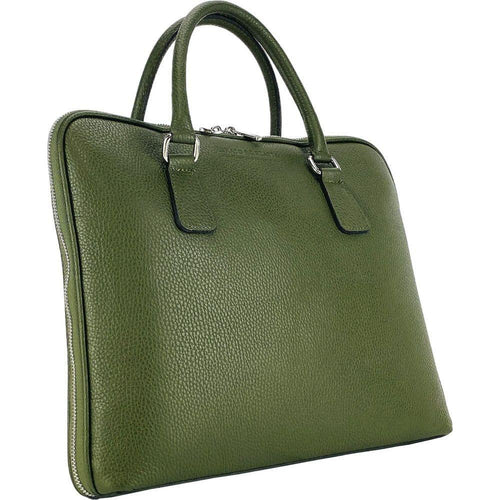 Load image into Gallery viewer, RB1019E | Cartella Business Unisex in Vera Pelle Made in Italy con tracolla removibile. Attacchi con moschettoni in metallo Nickel Lucido - Colore Verde - Dimensioni: cm 37 x 29 x 6,5-1
