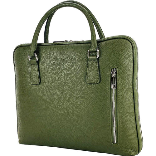 Load image into Gallery viewer, RB1019E | Cartella Business Unisex in Vera Pelle Made in Italy con tracolla removibile. Attacchi con moschettoni in metallo Nickel Lucido - Colore Verde - Dimensioni: cm 37 x 29 x 6,5-0
