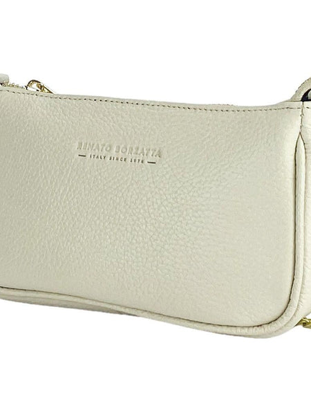 RENATO BORZATTA - Borsa Piccola in Vera Pelle Avorio